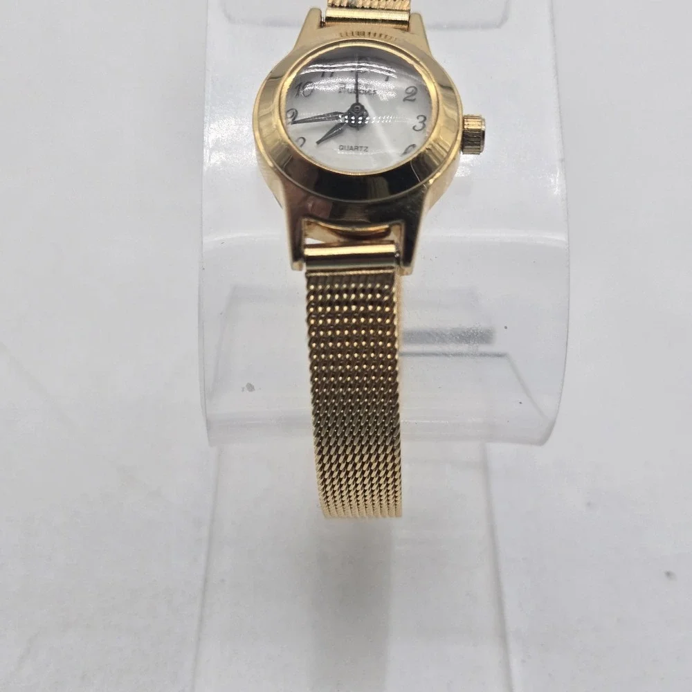 Vintage Bubbles Gold Tone Watch Quartz, New Battery, Working, Mesh Band